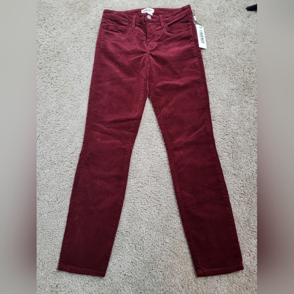 L'AGENCE Women's High Rise Jeans in Burgundy - Picture 3 of 8